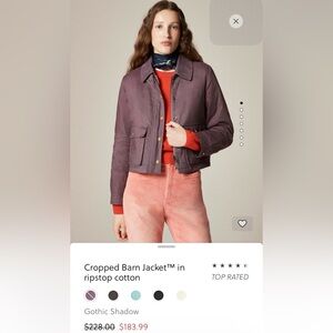 J. Crew Gothic Shadow Cropped Barn Jacket Size Small